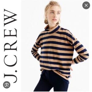 j.Crew tan + navy stripe turtleneck